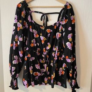 Ava and Viv Peplum Floral Top | Size X (XL/1X)
